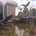 Real cattails, bronze birds
